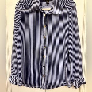 Forever21 Semi Sheer Blue and White Stripped Blouse